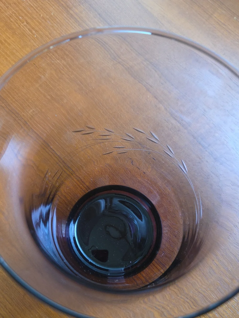 Vintage Purple Amethyst Plum Wheel  Etched Glass Vase - Purple Decorative Accent